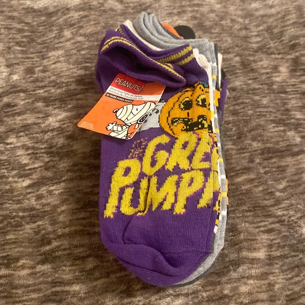 Peanuts‎ Snoopy Great Pumpkin Halloween Fall Spooky 10 Pack Socks